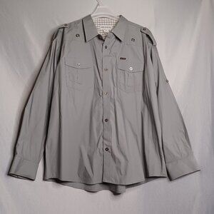 ABLANCHE Shirt Mens 4XL Light Gray Button Down Long Sleeve Western Rodeo Cowboy